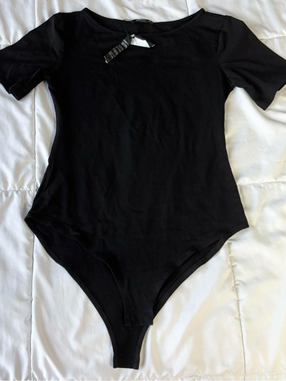 Black Short-Sleeve Women's Bodysuit - Sleek Everyday Essential